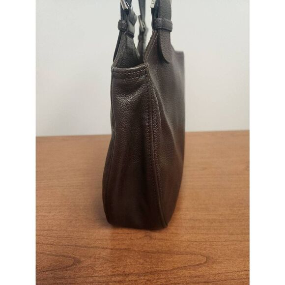 Longchamp Dark Brown Leather Handbag with Silver Hardware - Picture 3 of 10